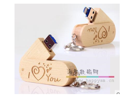 木质 旋转U盘