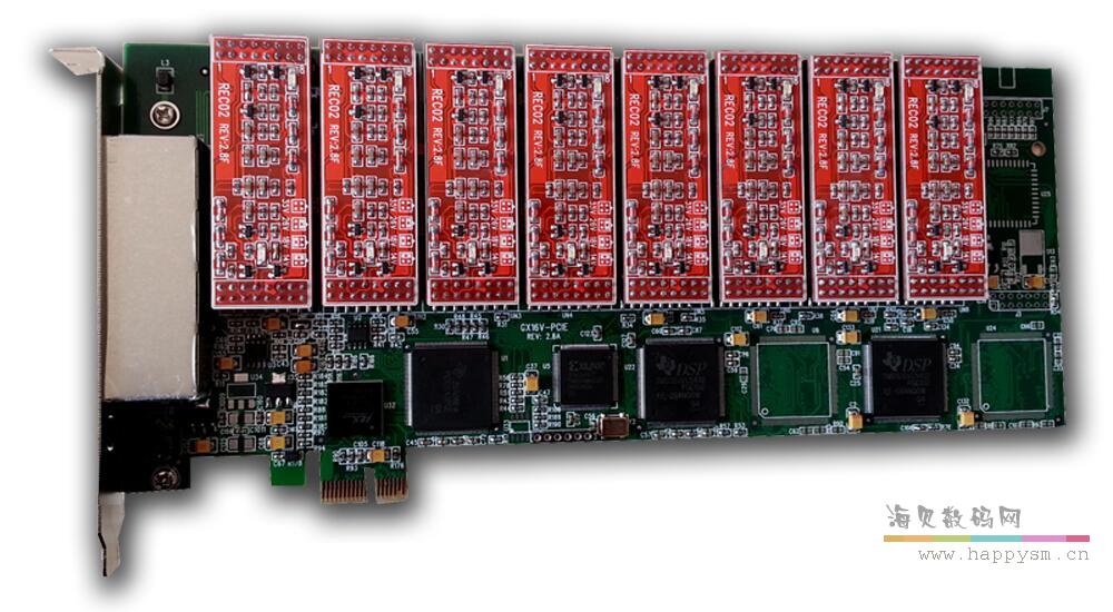 梓博 3316 PCI-E电话录音卡 16路 服务器录音卡