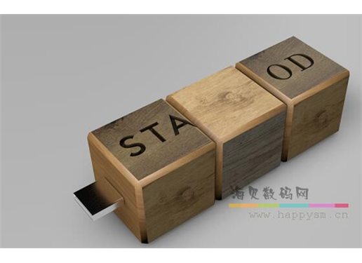 木质 三方块 U盘