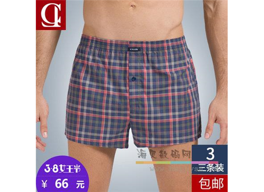 仕乐 3条全棉男士平角内裤宽松阿罗裤夏薄加肥大码四角短裤男纯棉
