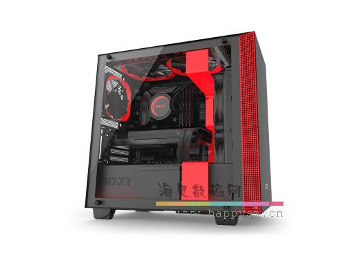 恩杰 H400i 黑红 DIY智能microATX机箱 （智能控制/主动降噪/钢化玻璃侧透/内置静音风扇/水冷支持）