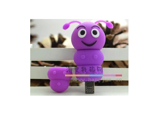 紫色毛毛虫卡通微笑U盘