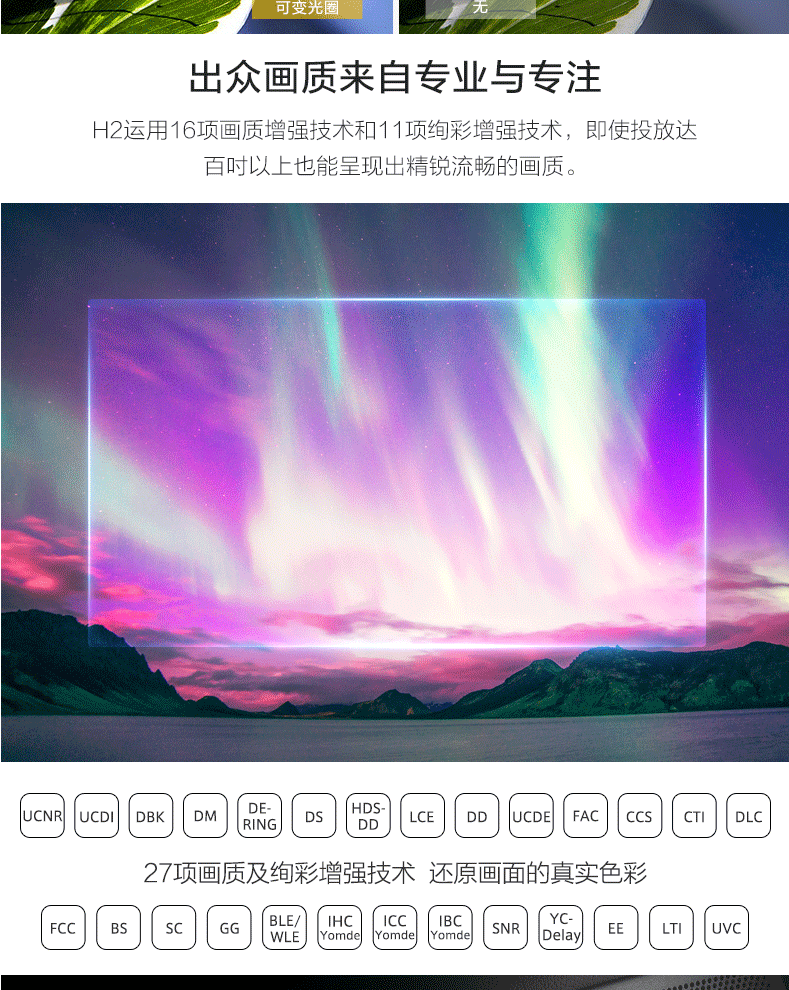 极米 H2 无屏电视  高清智能小型家用投影机1080P无线WIFI家庭投影仪（荐）