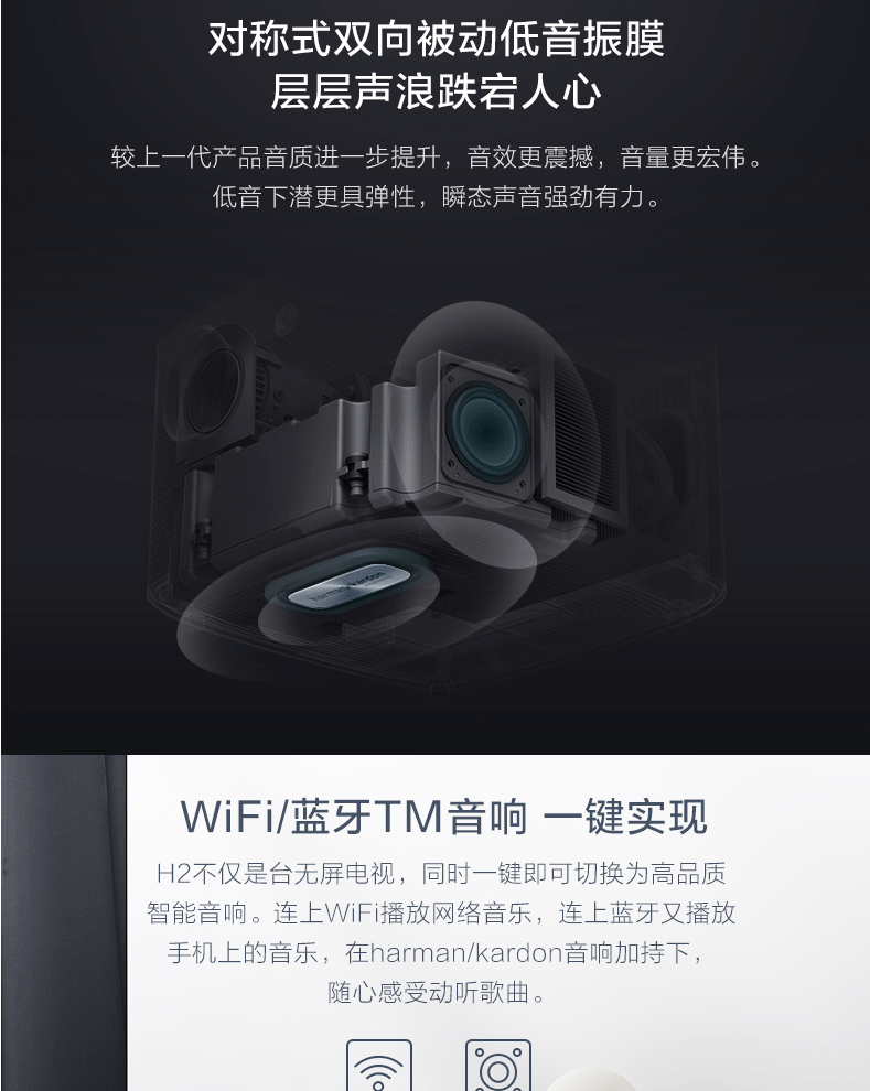 极米 H2 无屏电视  高清智能小型家用投影机1080P无线WIFI家庭投影仪（荐）