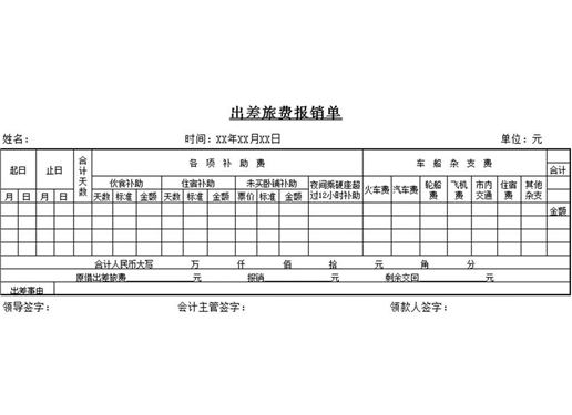 春旭 差旅费报销单