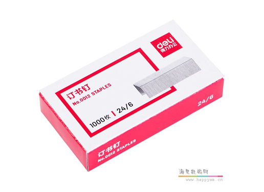 得力 No.0012 订书钉 24/6  钉书针 盒装订书针12号高强度钢办公