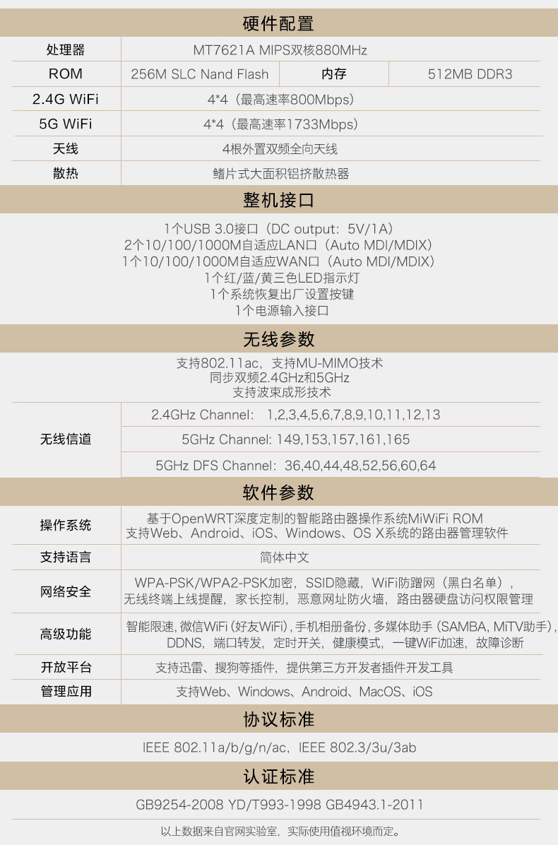 小米 路由器 Pro AC2600  深空灰 极速 2600M 千兆口