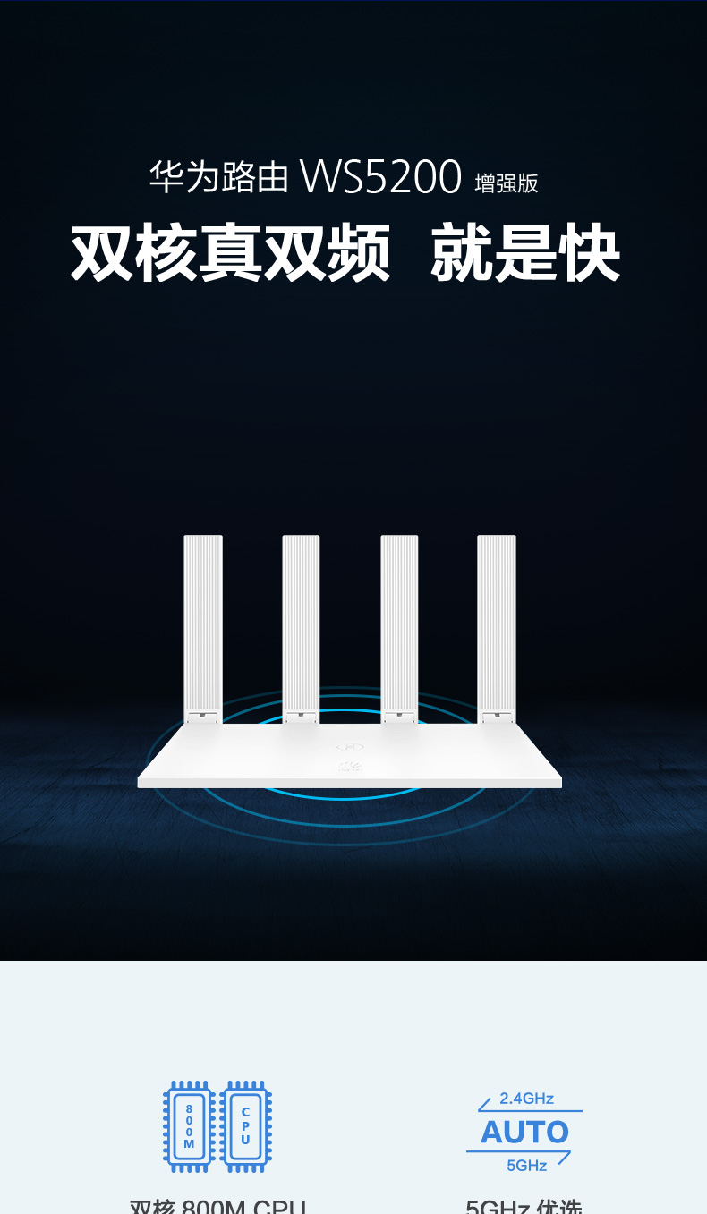 华为 WS5200 路由器 1200M 四天线  双核/四核 双千兆 增强版/普通版/标准版