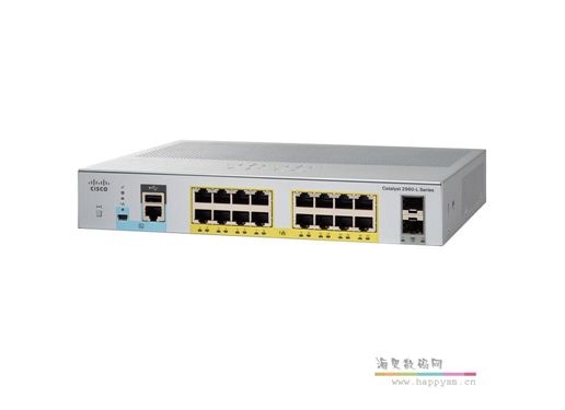 思科CISCO WS-C2960L-16PS-LL 16口千兆POE 2光口交换机