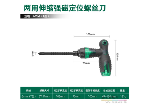 绿林 两用螺丝刀  一字十字双用起子带强磁性 定位螺丝刀6mm（T型卡槽）