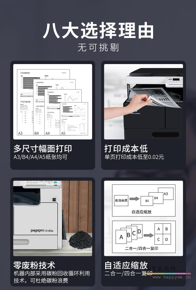 柯尼卡美能达 6180E 黑白激光 一体机 复印机 A3 16页/分