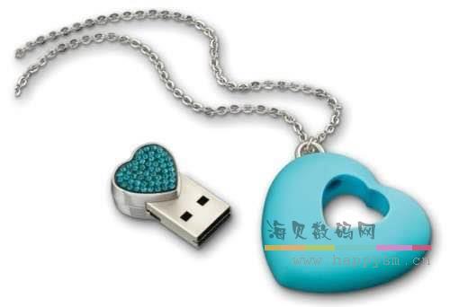 爱心 双心嵌套 蓝色 红色 项链/镶钻 U盘