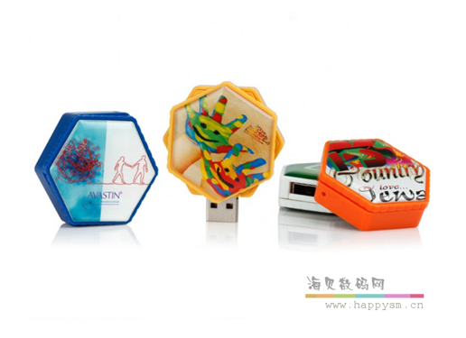 六角形 U盘 双层 可旋转