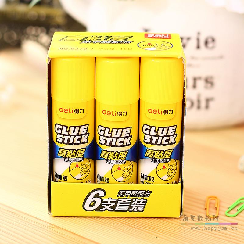 得力 6370 固体胶 白胶棒胶水无甲醛配方15g胶棒 超强粘合固体胶6支