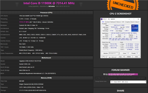 真灰烬！i9-11900K怒超7.3GHz
