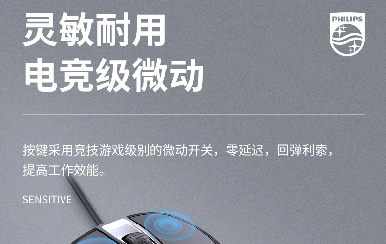 飞利浦 SPK7214 有限 鼠标 静音 好手感 M214 鼠标