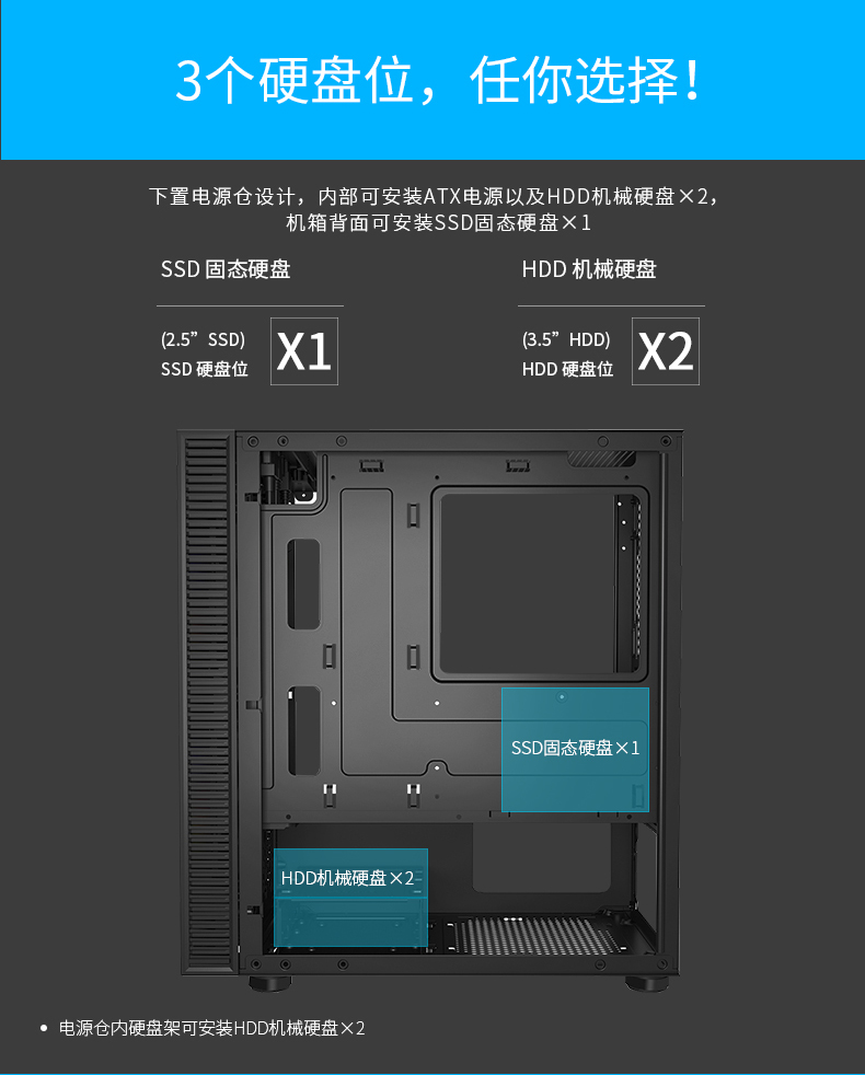 航嘉 BU420 小人物 台式机电脑家用办公小机箱MATX静音防尘水冷背线