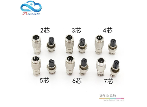 WZAZDQ GX12对接式航空插头插座2芯 3芯 4芯 5芯 6芯 7芯 12mm连接器