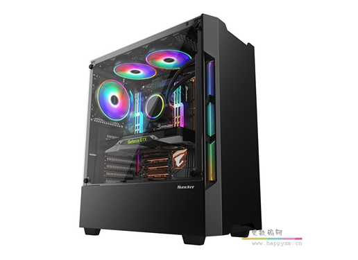 航嘉 GX580H 电脑机箱台式机水冷机箱透明全侧透钢化玻璃ATX机箱