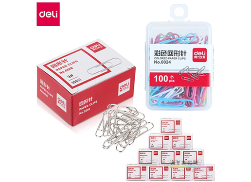 得力 曲别针 0024 彩色 100个/盒