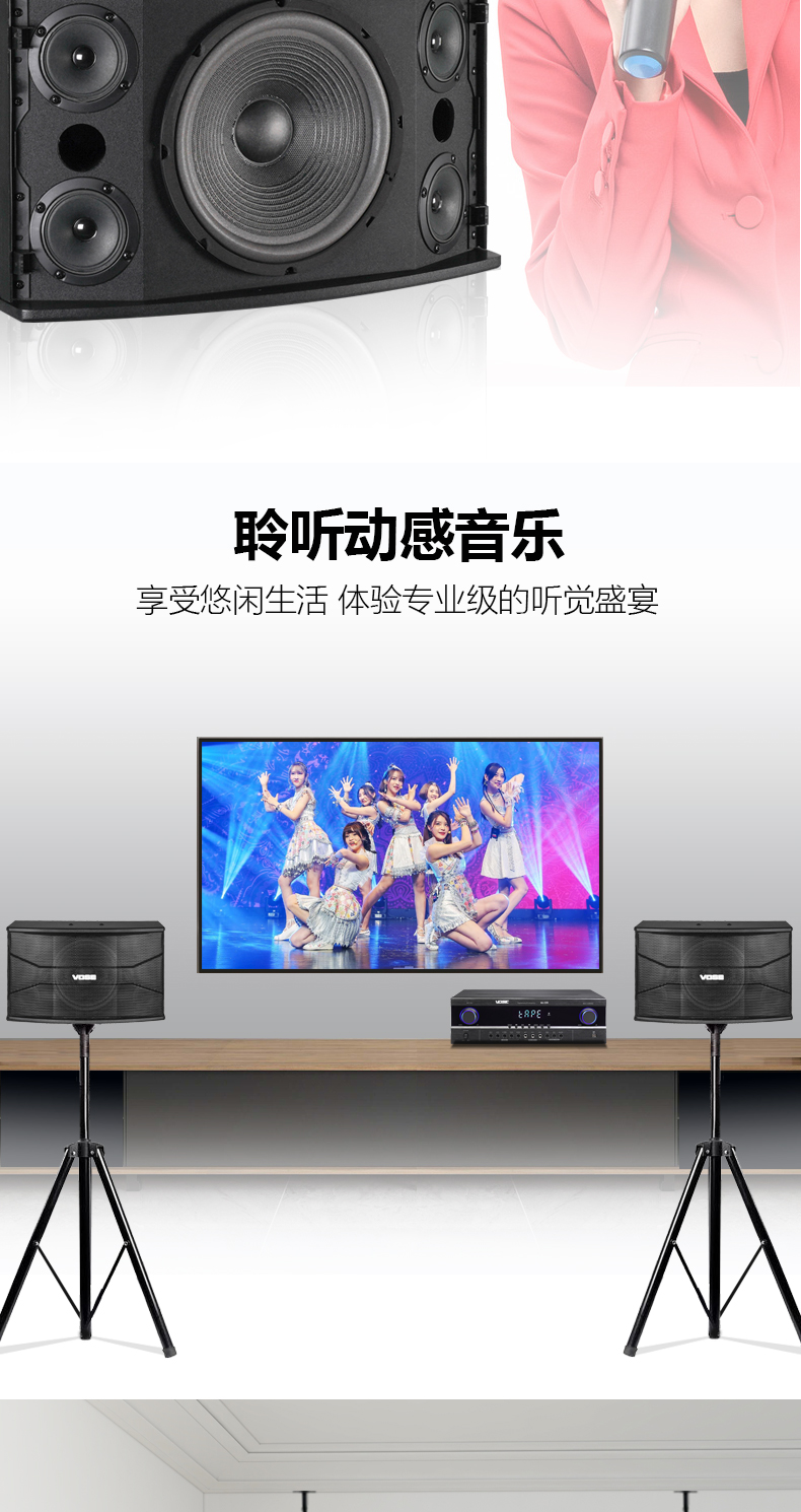 Vose K8专业卡拉ok卡包音箱家用ktv音响8寸10寸12寸会议舞台壁挂