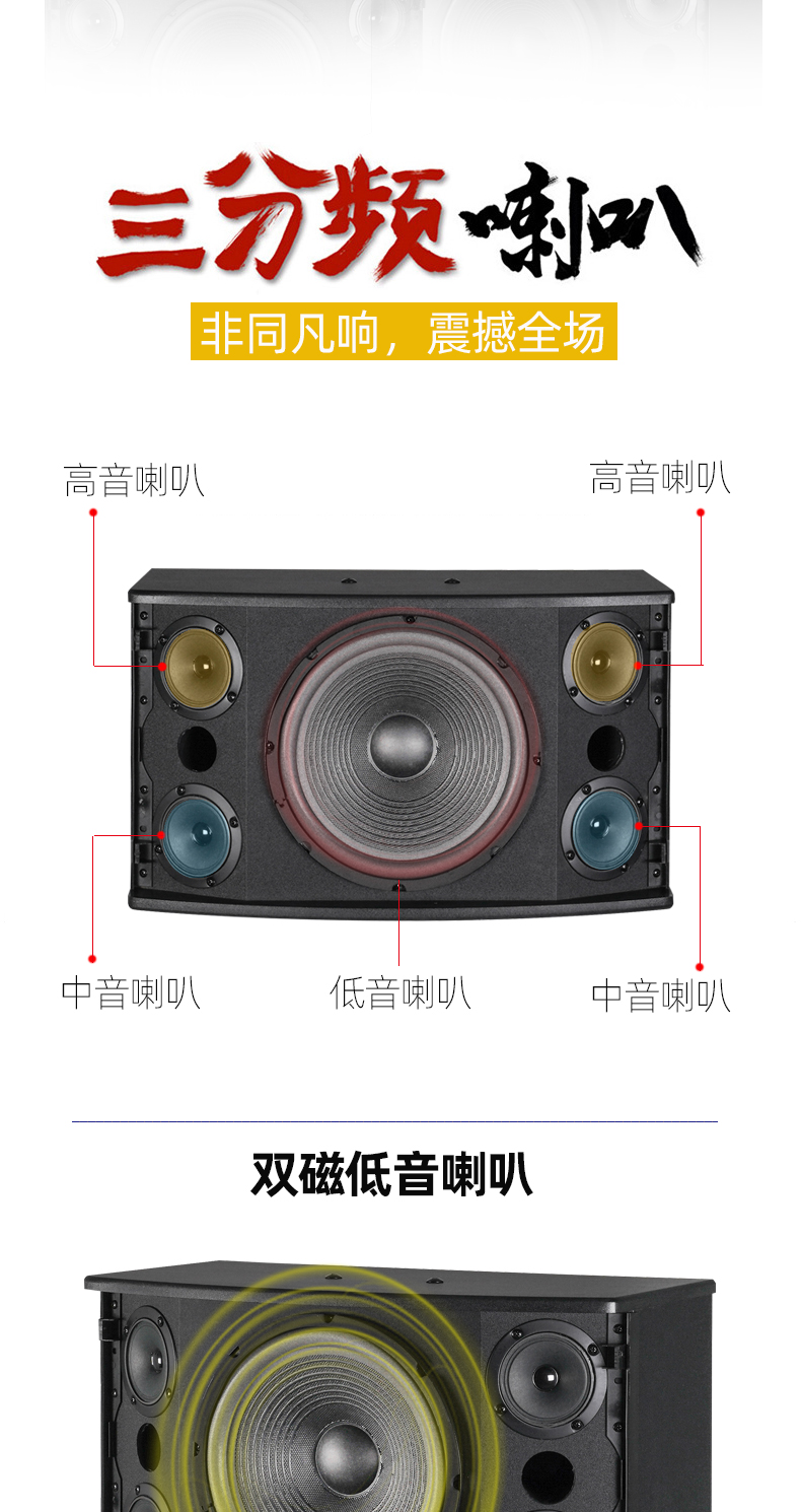 Vose K8专业卡拉ok卡包音箱家用ktv音响8寸10寸12寸会议舞台壁挂