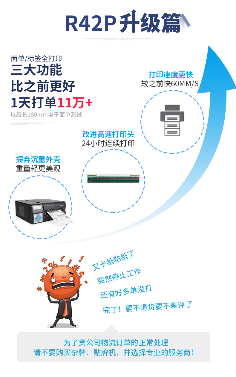 汉印 R42 P高速电子面单打印机中通圆通韵达抖音批量快递单打单机通用版电商工业级R32P条码热敏标签纸打印机