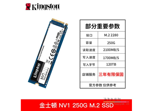 金士顿 NV2 固态硬盘 NVME m.2 PCI4.0  R:3500M/s