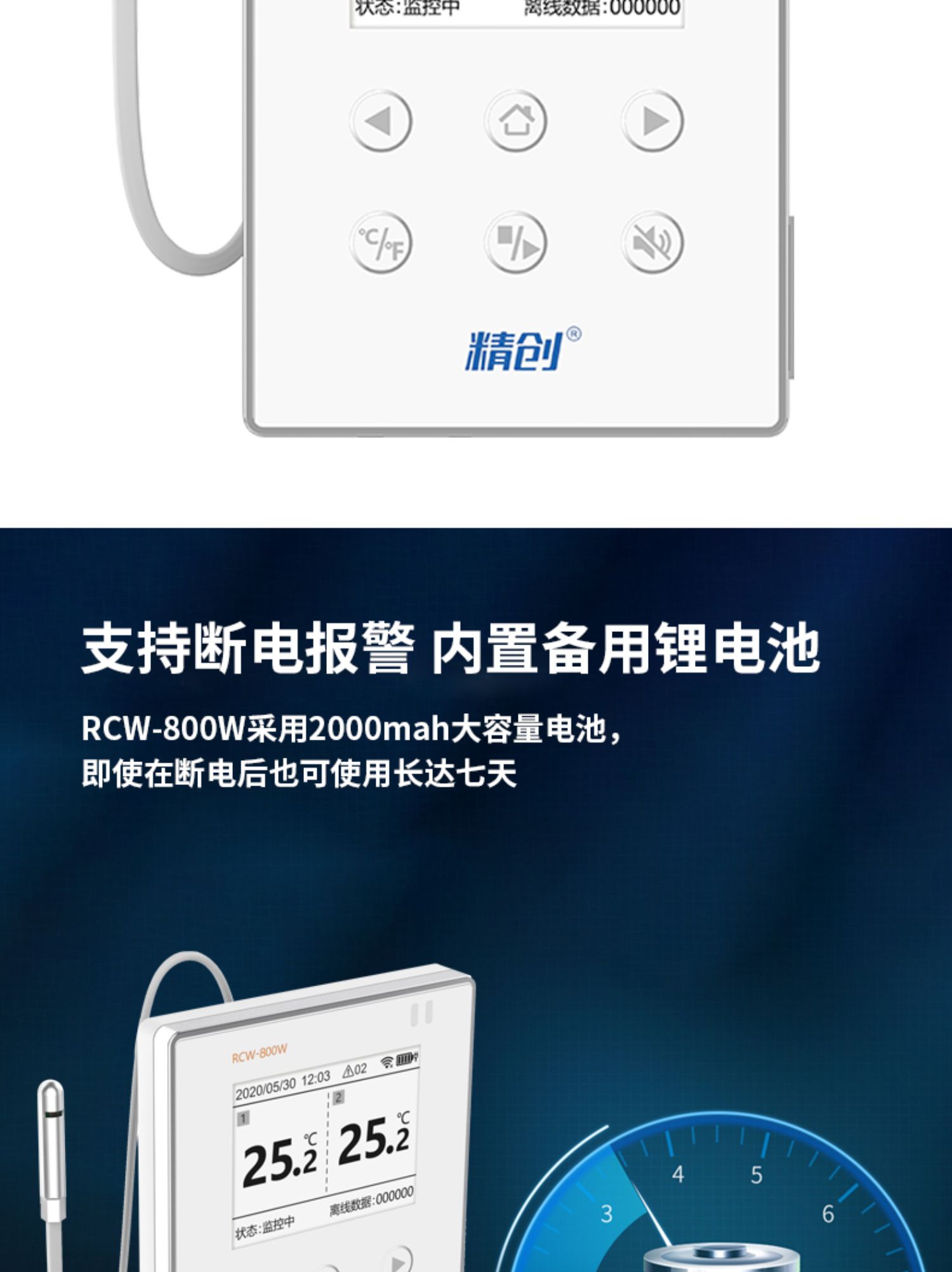精创（elitech）RCW-800W机房温湿度记录仪wifi远程温度监控报警冷链仓库温度计