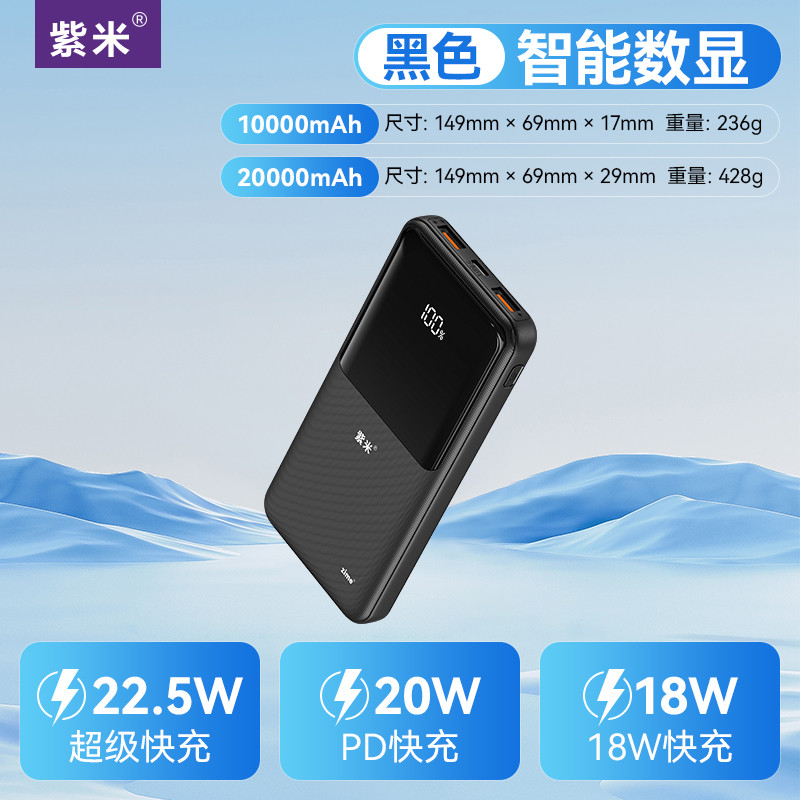 10000mAh 黑色【22.5W超级快充】配充电线