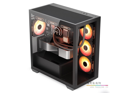 爱国者 月光宝盒 镜 mini机箱电脑台式主机双360海景房matx侧透