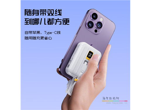 品胜 TS-D364 充电宝  QUICK 30W线彩双自带线mini充电宝10000