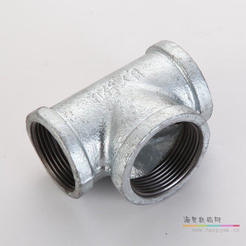 镀锌玛钢铸造异径变径三通中大内丝口牙螺纹消防水暖管道配件接头