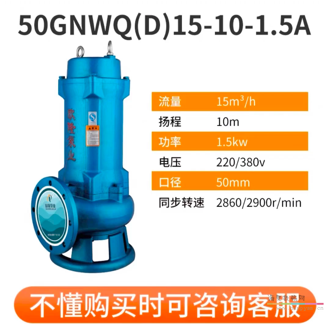 50GNWQ(D)15－10－1.5A两寸法兰口