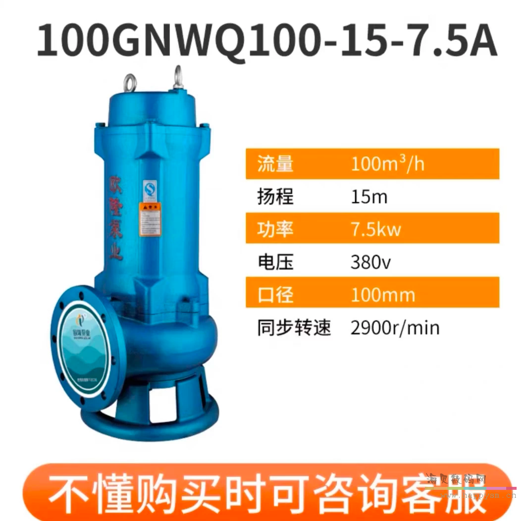 100GNWQ100－15－7.5A四寸法兰口