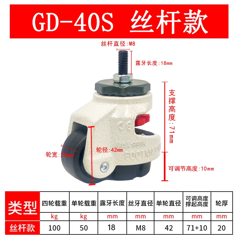 福马轮40S(M8)丝杆 铝底板