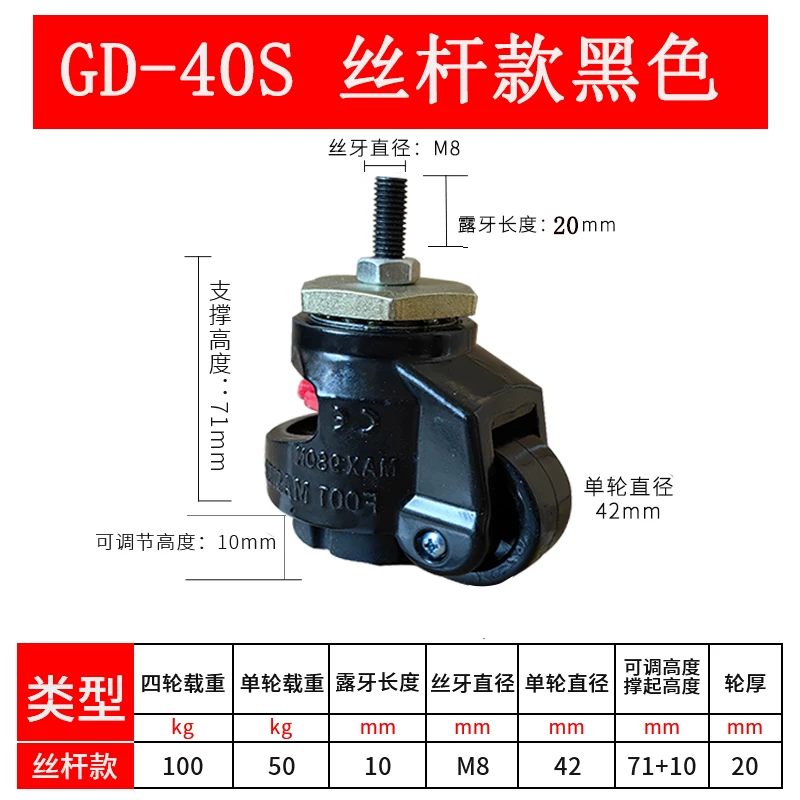 福马轮40S黑色(M8)丝杆