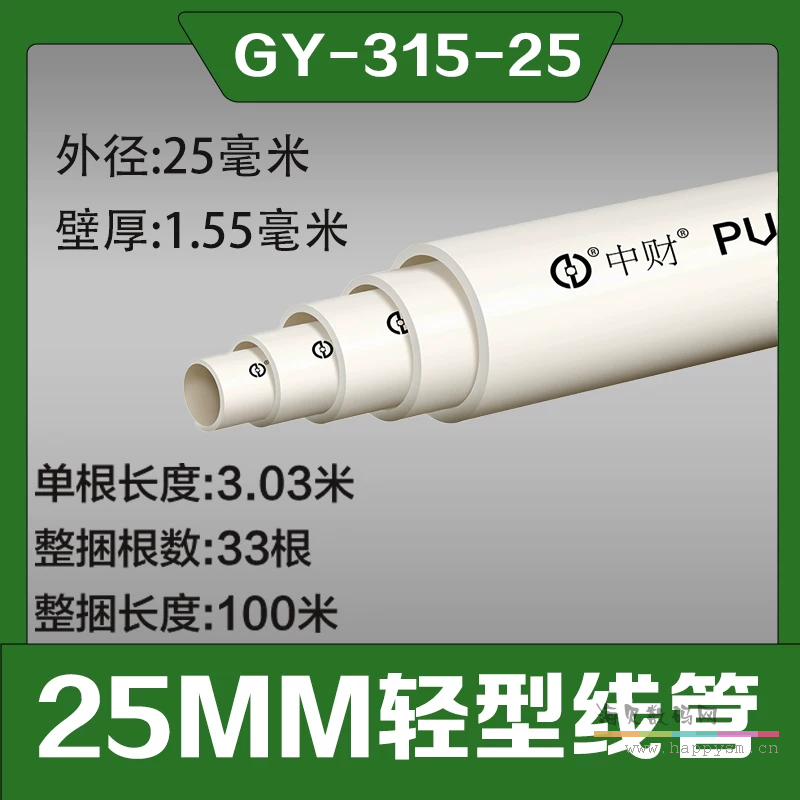 25mm中型线管 （100米）33根*3.03米